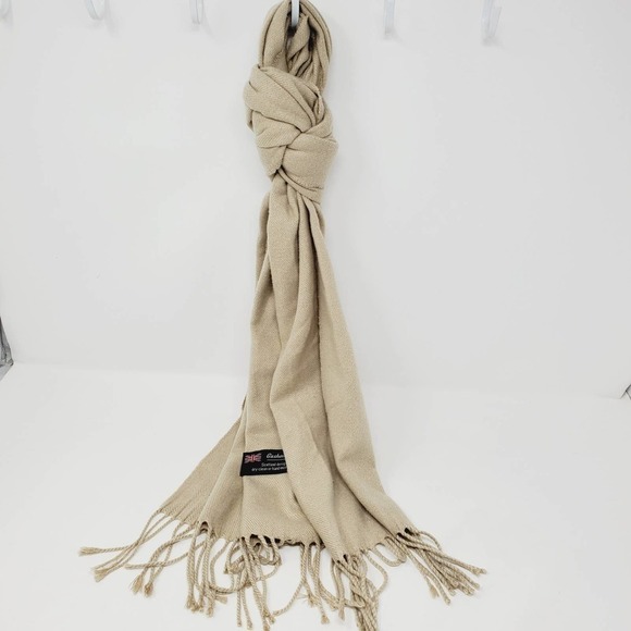 Cashmerefeel Scotland Design Fringe End Cream Scarf One Size - Picture 1 of 4